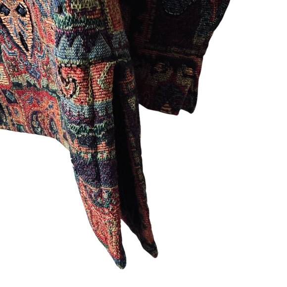 Vtg Chico's Tapestry Jacket Shacket Button Front Boho Beaded Embroidery Artsty - Picture 3 of 16